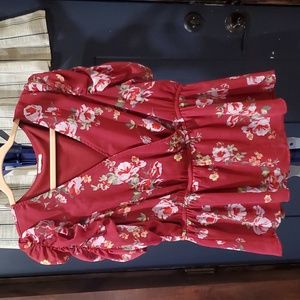 Cute peplum maroon top